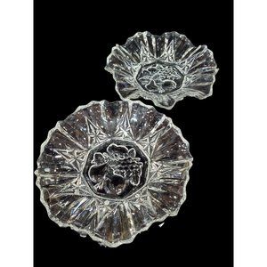 7" Round Crimped Bowl Pioneer Clear by FEDERAL GLASS - Set of 2